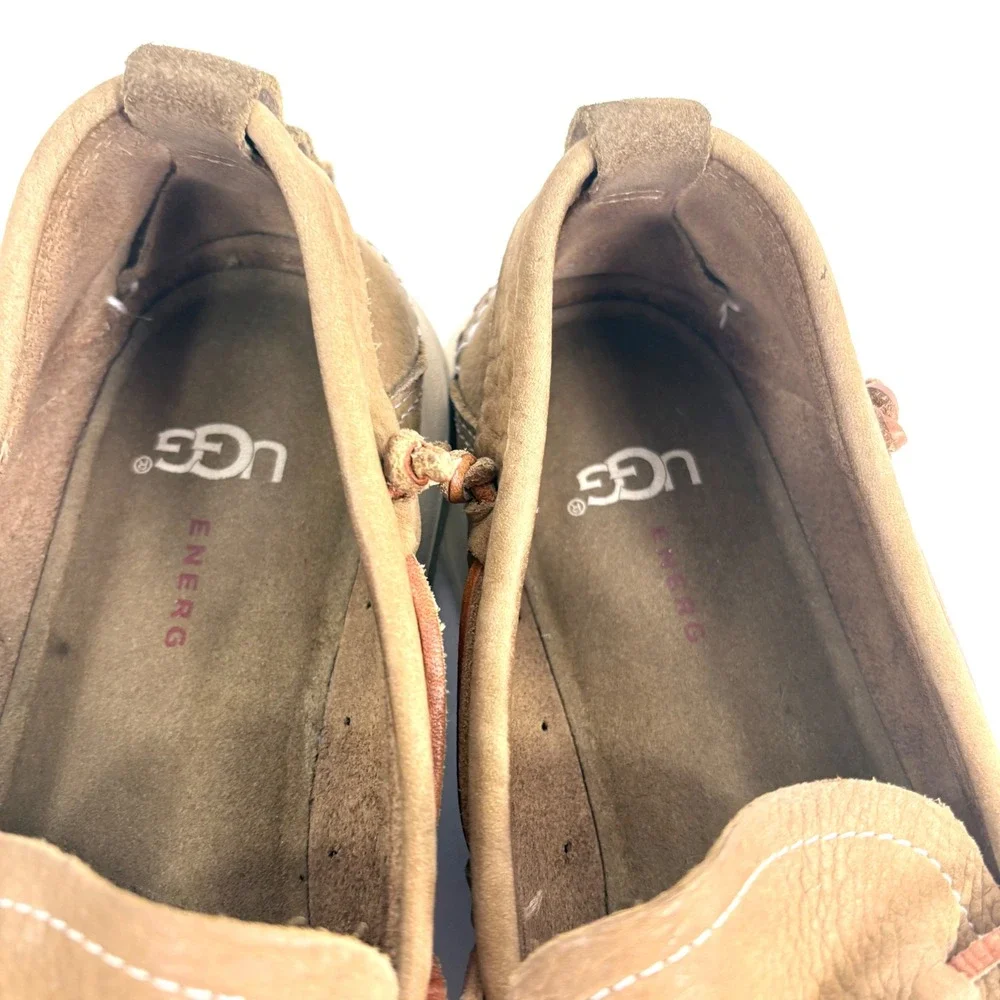 UGG Boat Shoes Brown Pebbled Leather Loafers 1101501 Mens 8‎ Wom 9.5